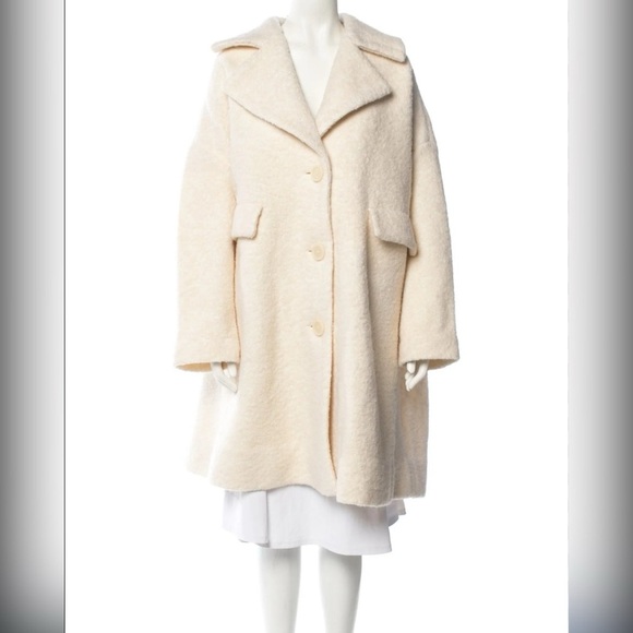 GANNI SHORT FENN WOOL COAT EGRET $447 Size XS/S - Picture 1 of 12